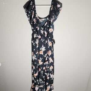 Indulge instyle Dress Maxi Faux Wrap Floral Black Dress faux rap dress size 1X